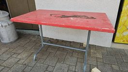 Klapptisch rot Metallgestell gebraucht 120x60cm