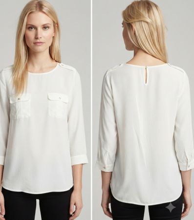 Chemisier soie Elisabetta Franchi, taille LIXL, blanc cassé