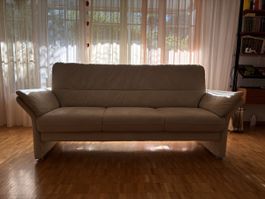 3-Sitzer Sofa Mikrofaser beige mit Nackenstütze gebraucht