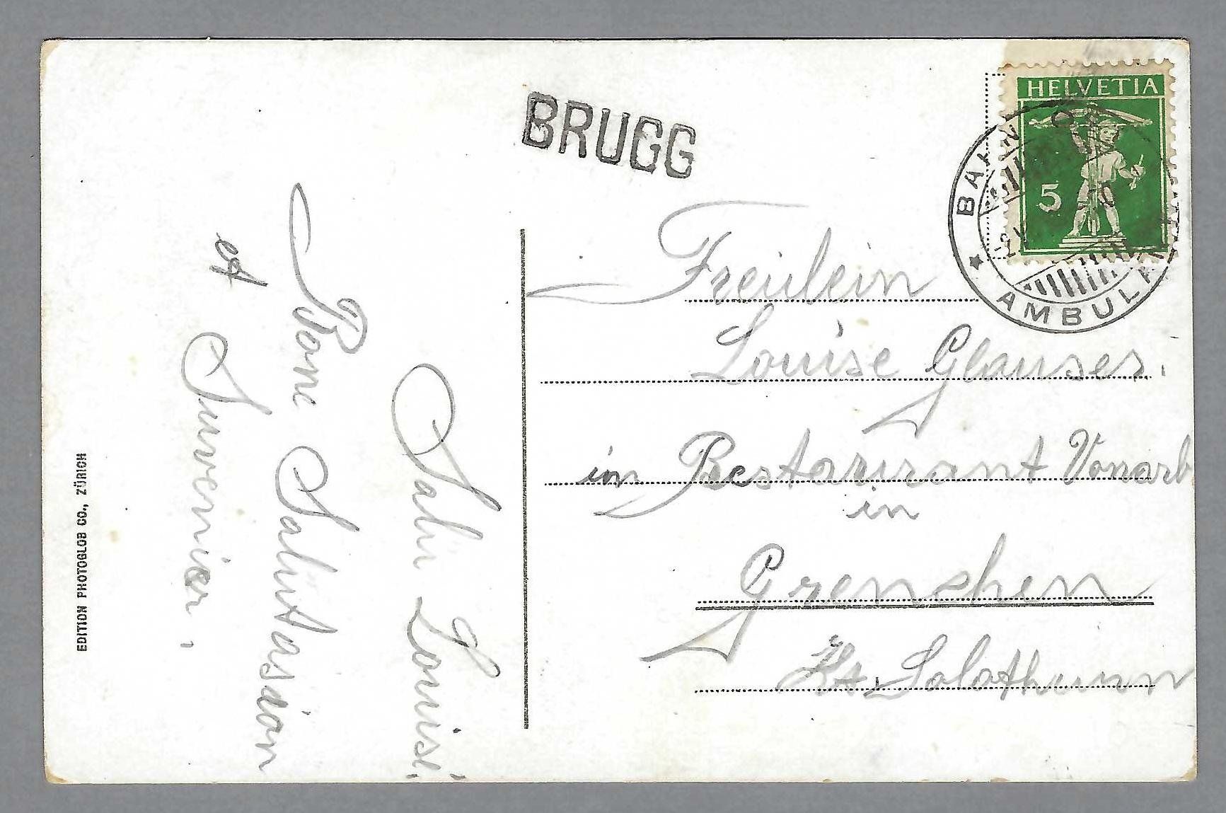 Tutti i francobolli: 1911 ca. STAB-0 BRUGG + AK – Usato da Pura venduto da ulisse1957