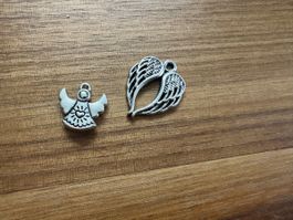 2 Engel Anhänger, Charms Engelflügel, Neujahr Glücksbringer