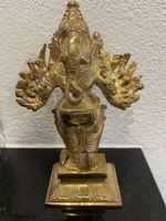 Statua Ganesha 16 braccia in bronzo dorato - antica