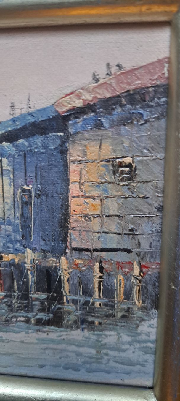 Dipinti: Ölbild ,Schiffe am Quai" – Usato da Basel venduto da DesireeYaDa 3