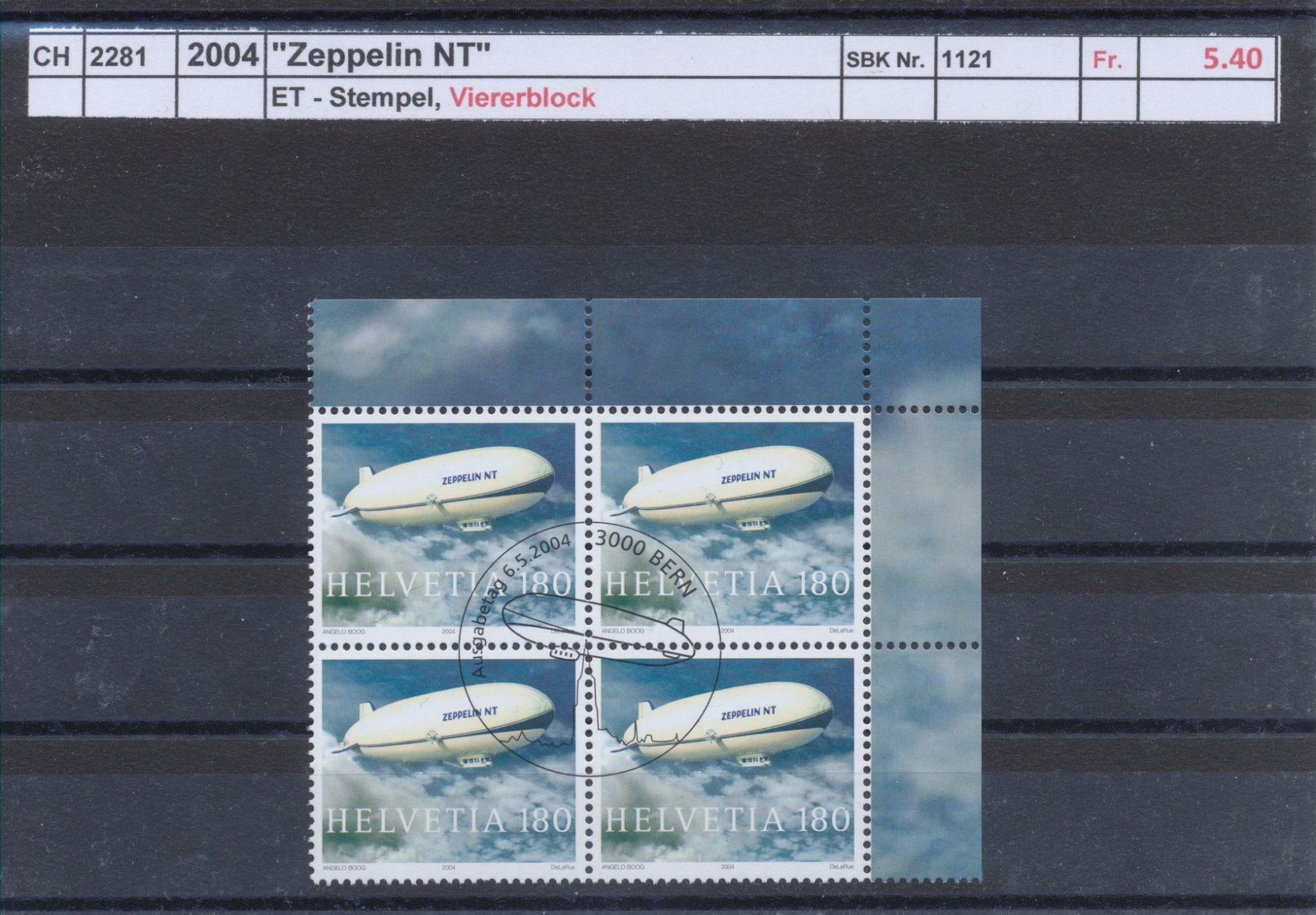 Tutti i francobolli: 2004 "Zeppelin NT" - Viererblock, ET - Stempel – Usato da Winterthur venduto da Zupogeru