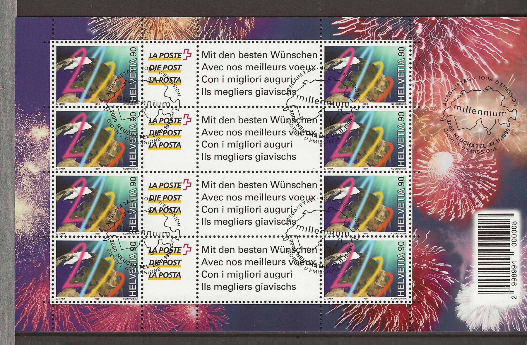 Tutti i francobolli: M0985 - Feuillet millenium 1er jour – Usato da Trélex venduto da Phil_Albert