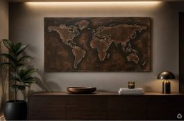 Weltkarte Holz 3D