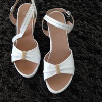 Schuh Sandalen, weiss/beige 39 Leder