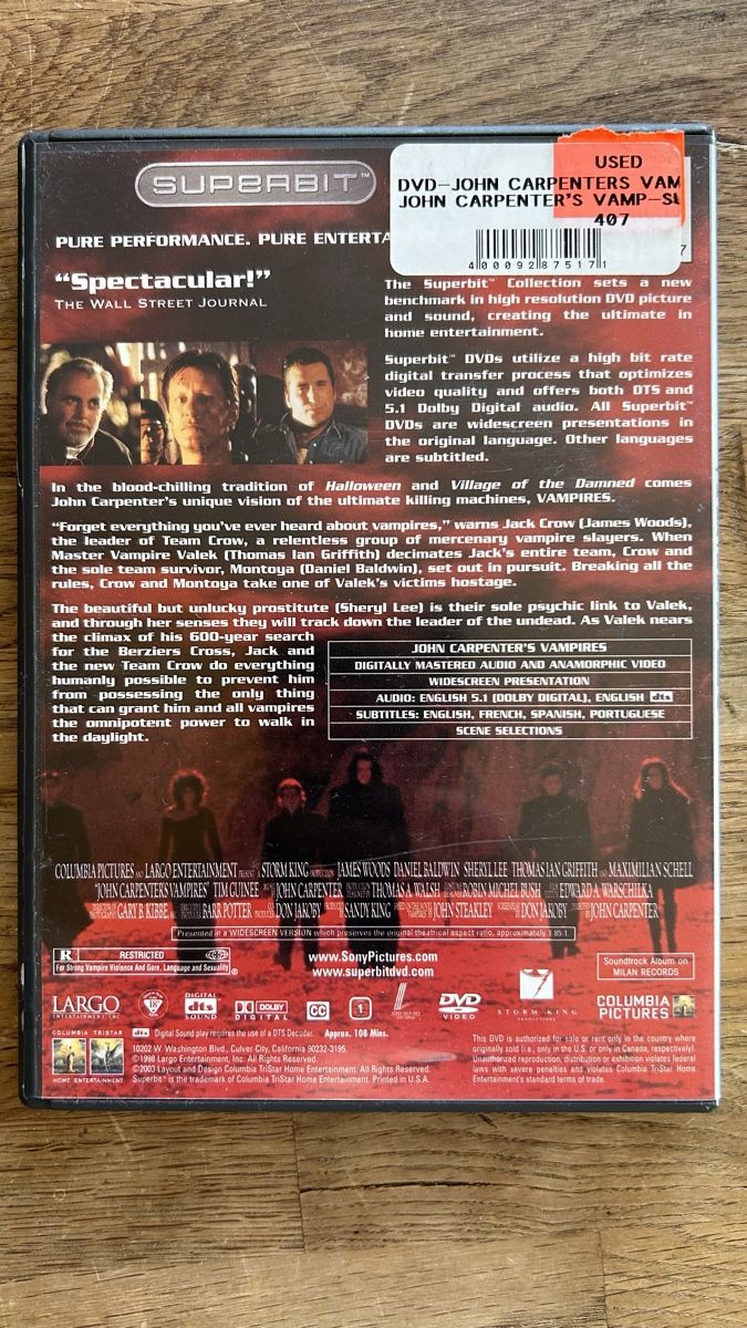 Tutti i DVDs: John Carpenter’s Vampires SUPERBIT – Usato da Lugano venduto da bad_2t9b 1