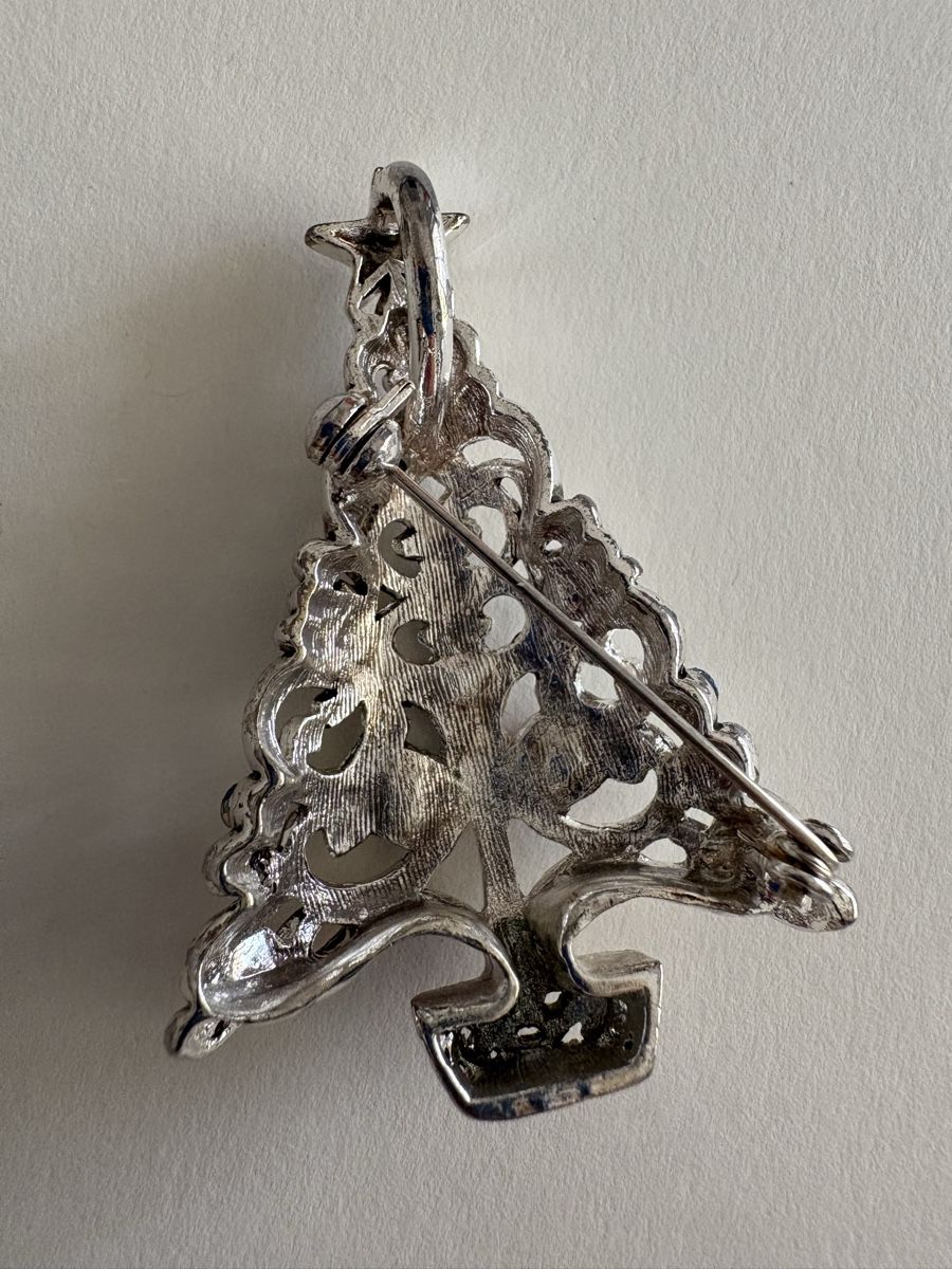 Broche Vintage Argentée En Forme D'arbre - Accessoire Rétro, Bon état Général