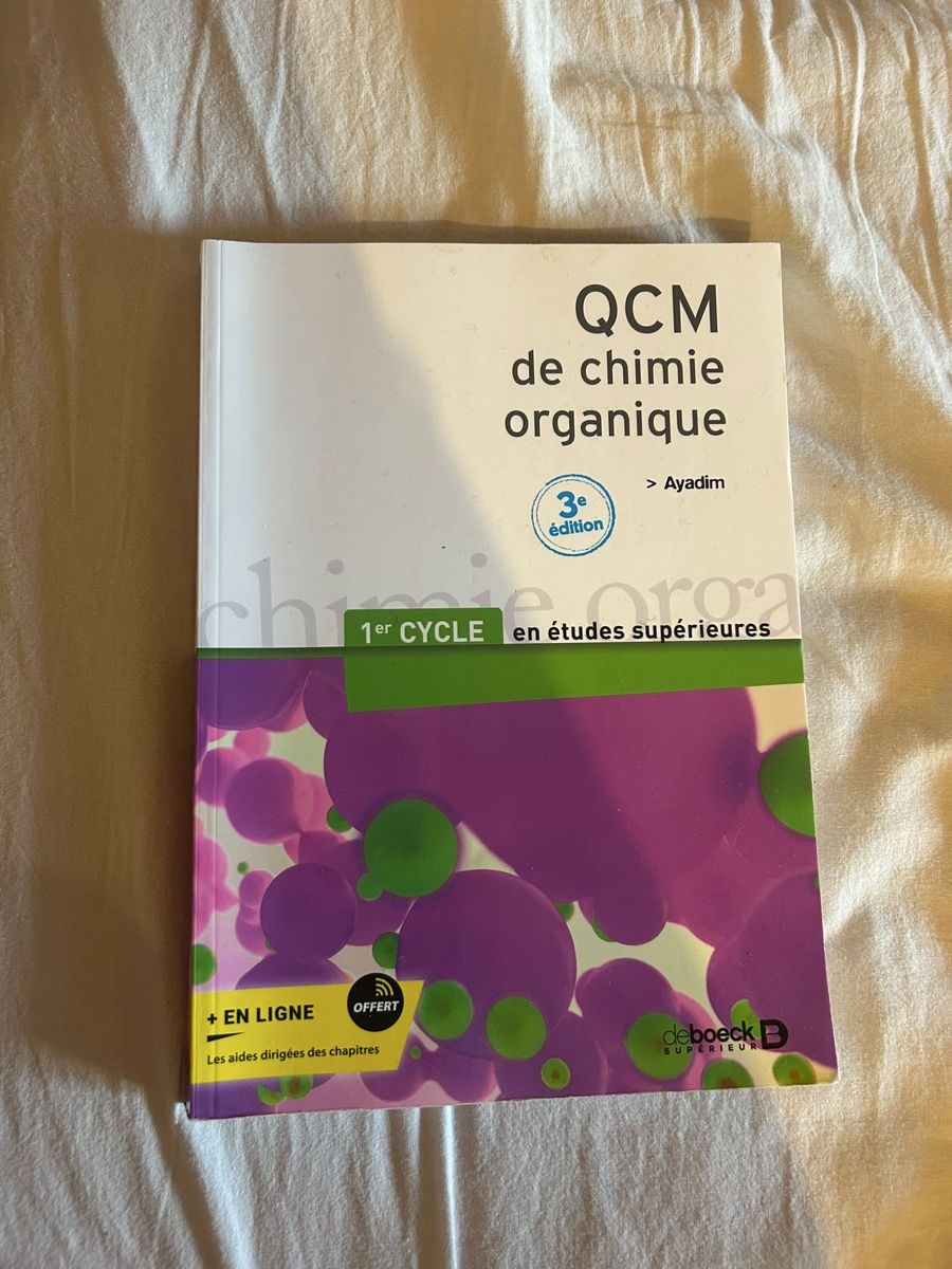 Livres: QCM de chimie organique  – D'occasion à Boudry par asmdgr135