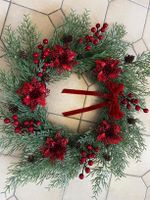 Christmas Wreath artificial with berries and pine cones
