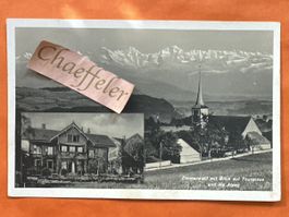 1929 Zimmerwald mit Blick auf Thunersee und Alpen.
