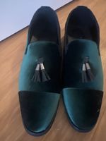 Herren Slipper Samt dunkelgrün Grösse 42 neu 