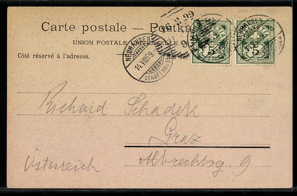 Cartoline postali: Litho Schaffhausen, Teilansicht bei Mond – Usato da Berlin venduto da bartko-reher 1