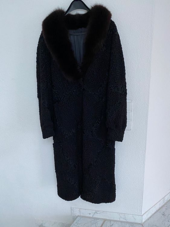 Fell Persianer Mantel Damen Damen Schwarzer PELZ FELL MANTEL