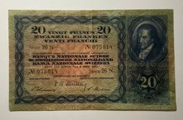 20‑Franken‑Banknote 1950 – Serie 26 N – sehr guter Zustand