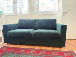 IKEA VIMLE 2er-Bettsofa – dunkelgrüner Samtbezug