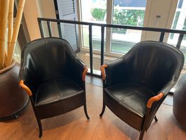 2 x Designklassiker Progetti Leder-Armsessel von Giorgetti