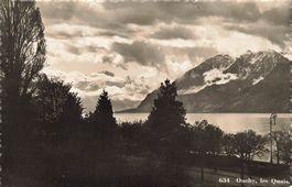 Lausanne Ouchy (VD) Quai am Genfersee und Savoyer Alpen