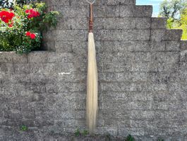 schöner Pferdeschweif mit Ledergriff