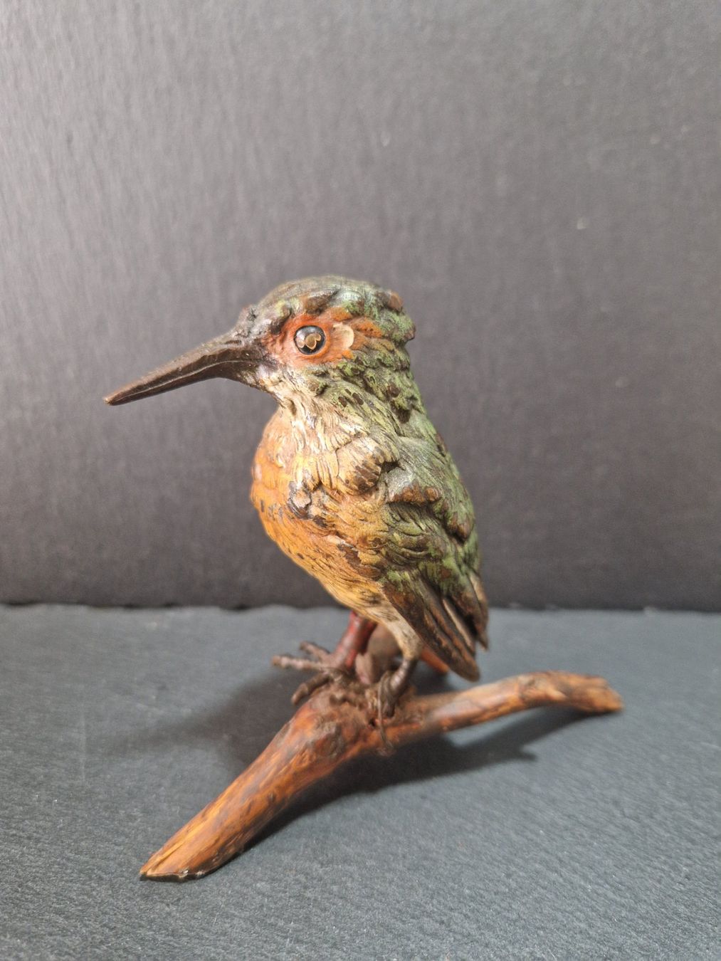 Figuren: Bemalte Bronze-Figur Eisvogel (Defekt) – Gebraucht aus Winterthur von Sadega 1