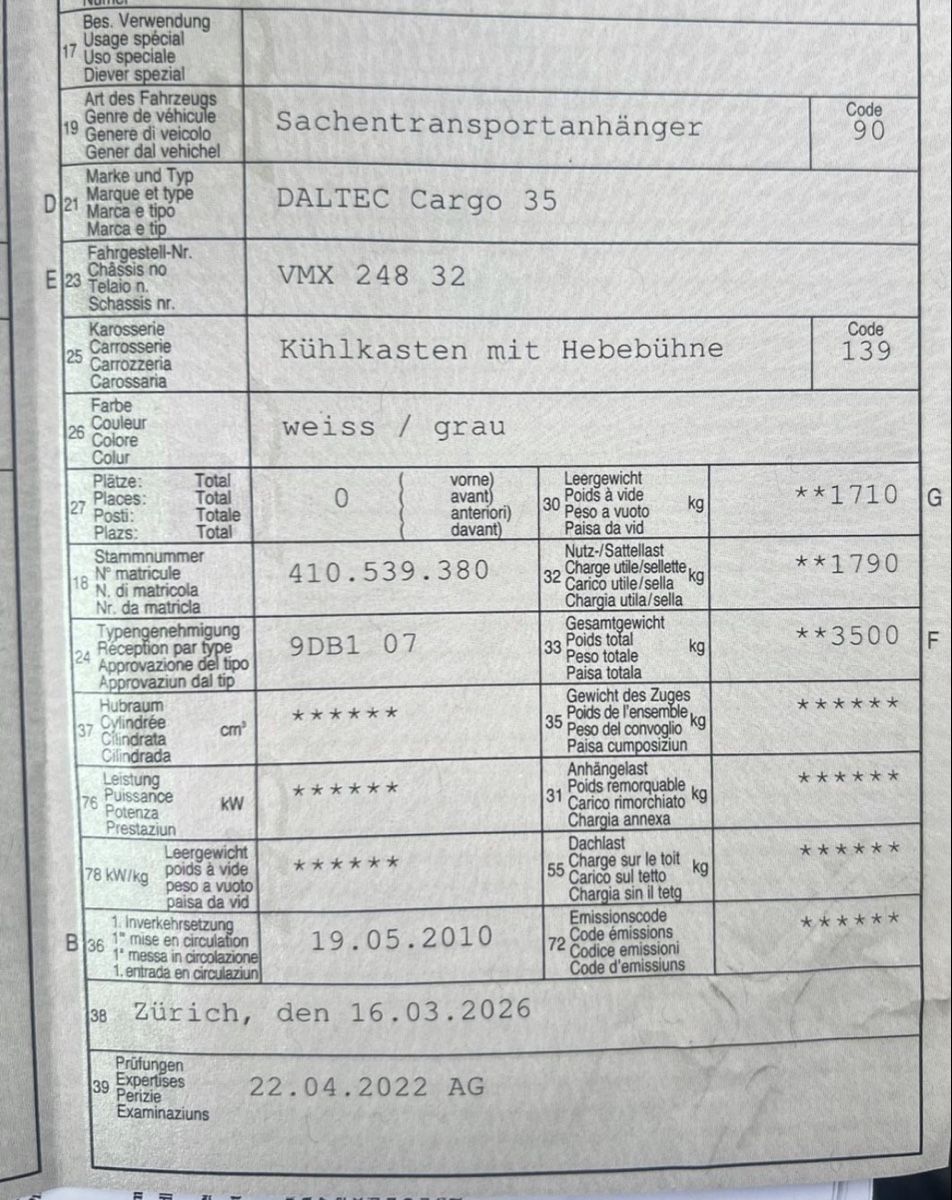 Daltec Rimorchi: DALTEC Cargo 35, mit Hebebühne, Durchladungsystem – Usato da Benglen venduto da Stefan.2018 1