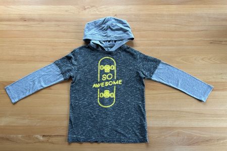 Dunkelgrau meliertes Kinder-Langarmshirt Grösse 10-12