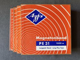 4× Agfa PE 31 1000-m-Tonbänder in Originalkartons