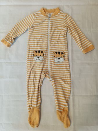 Kinder Schlafanzug Overall Pyjama Gr 92 gestreift Orange