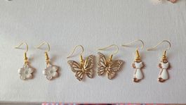 Goldfarben Ohrringe Hänger Set Katzen Neu🐈🦋🌸