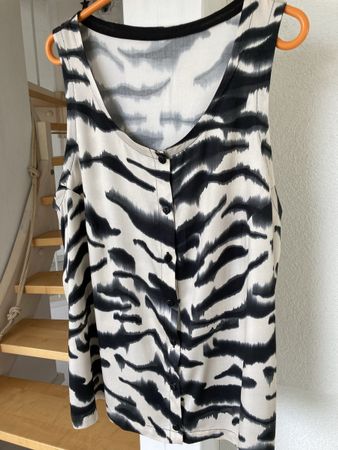 Viskose Bluse beige/schwarz 46 Neu