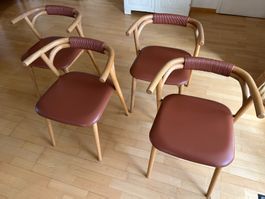 AM.PM Fermyo Dining Chair in Oak and Leather (Set of Four)