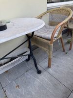Balkonset Tisch mit 6 - 8 Stuehlen Rattan und Marmorplatte