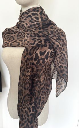 Grosser Leo-Schal  in Braun & Schwarz – Animal Print