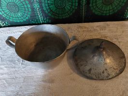 Vintage Aluminium-Blech Topf mit Deckel, Shabby Chic Stil