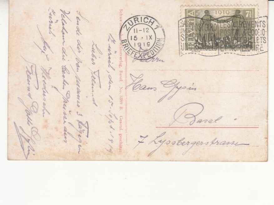 Cartoline postali: Zürich 1919 – Usato da Bürglen TG venduto da StampGraf 1