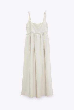 Zara Midikleid aus Leinenmischung in Beige