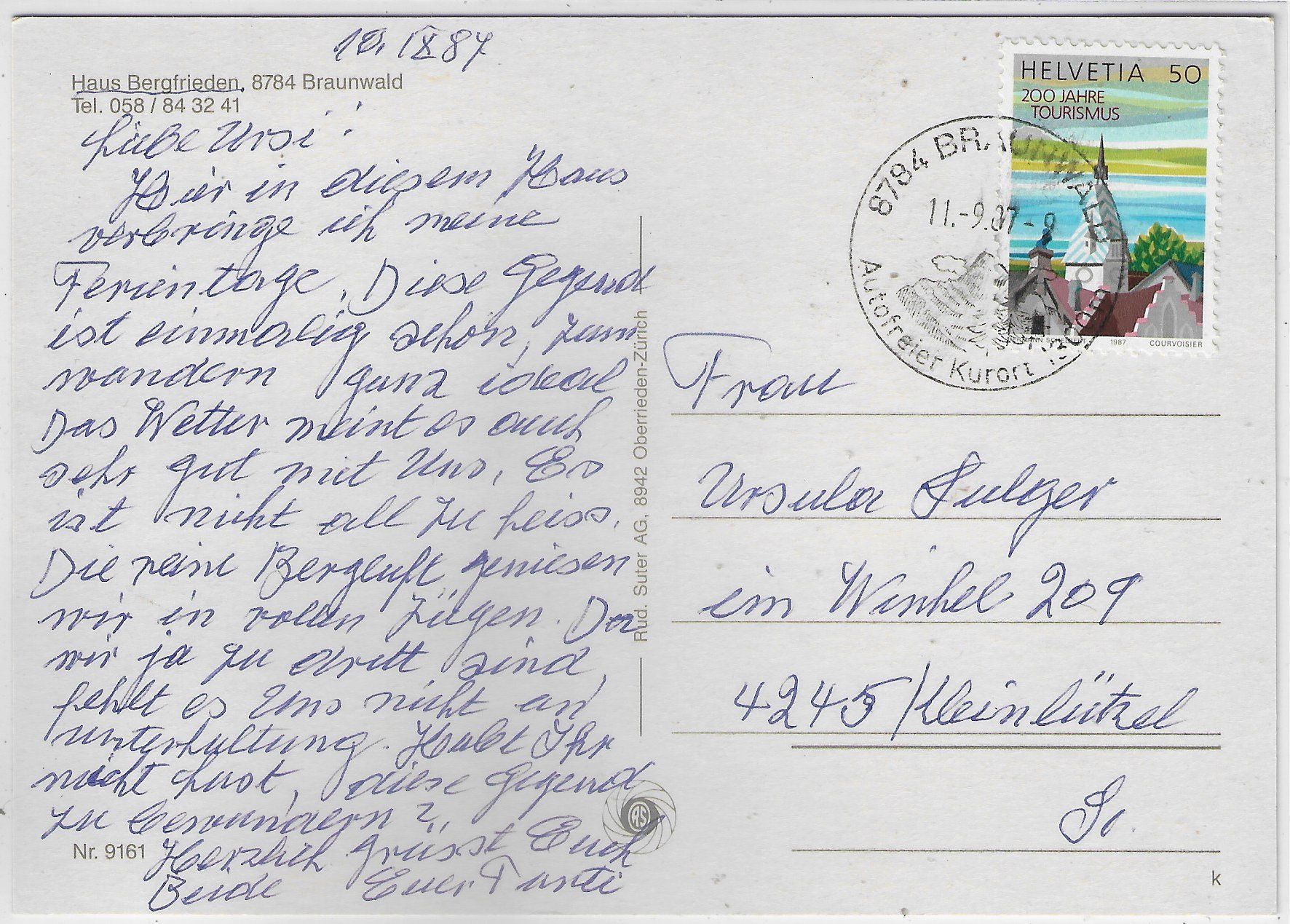 Cartoline postali: Haus Bergfrieden - Braunwald – Usato da Ettingen venduto da Kartenplanet 1