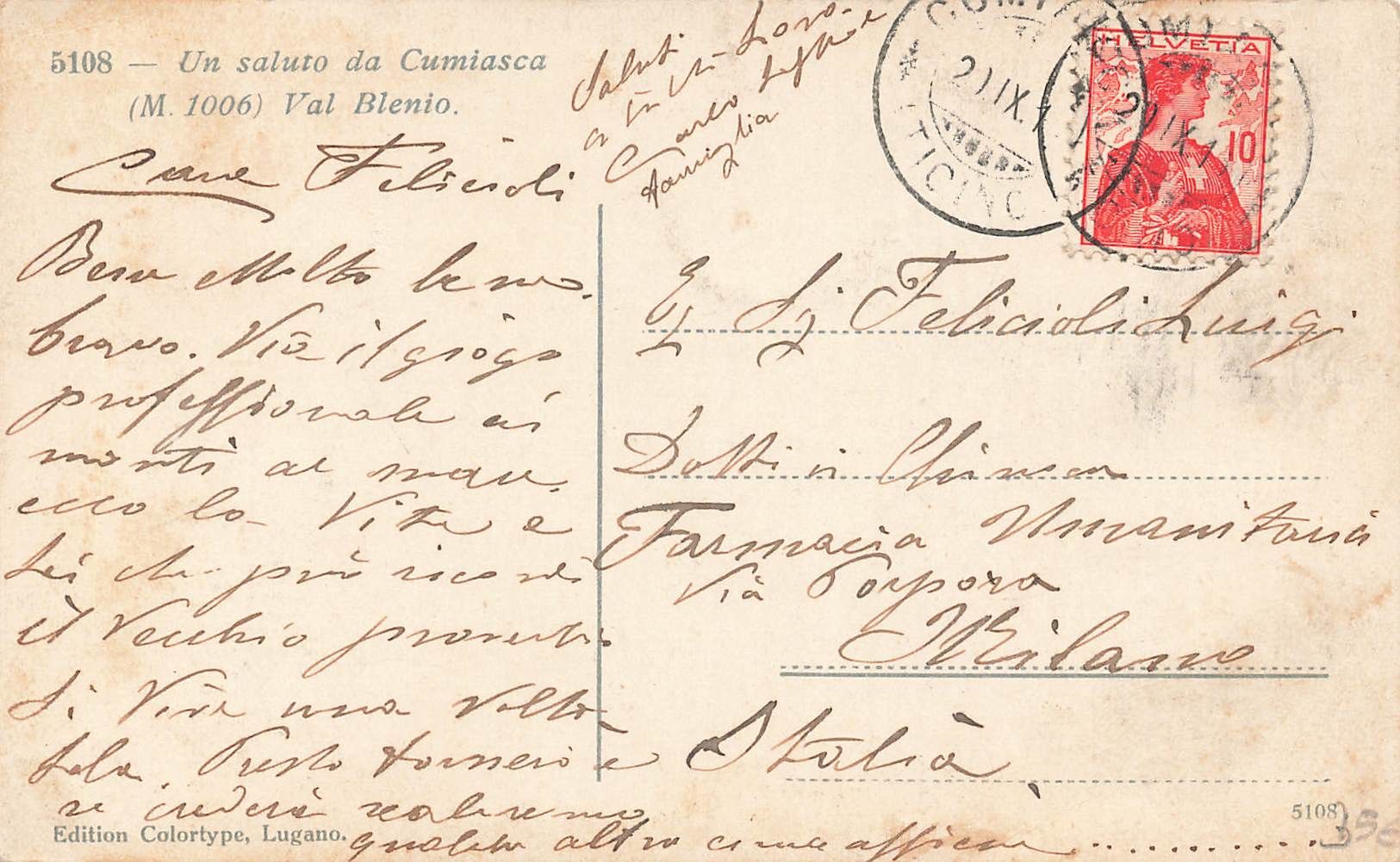 Cartoline postali: Cumiasca Corzoneso valle di blenio – Usato da Biasca venduto da Blenio71 1