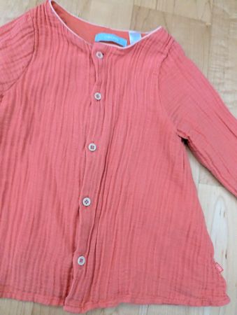 OBAÏBI Baby Musselin Bluse/Langarmshirt - Koralle, Gr. 74