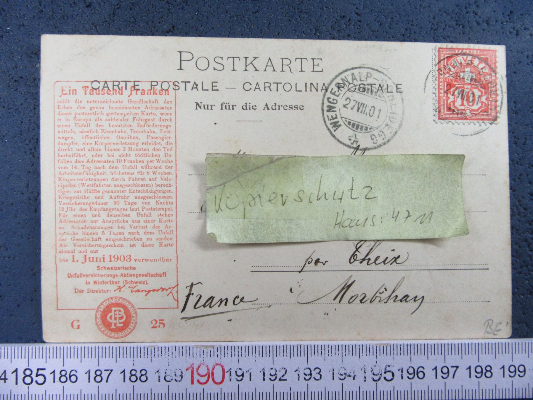 Cartoline postali: KLEINE SCHEIDEGG 1901 BEO AK – Usato da Ettingen venduto da Hausi4711 1