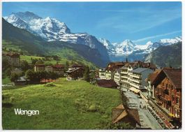 WENGEN mit Jungfrau, Grosshorn, Breithorn u. Tschingelhorn