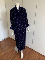 DIAMOND TEA: Elegantes langes blaues Samt-Kleid/Homedress, M