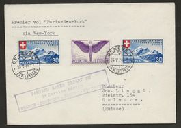 Flugpost Schweiz 1939 Fremder Flug Genf New York   Luftpost