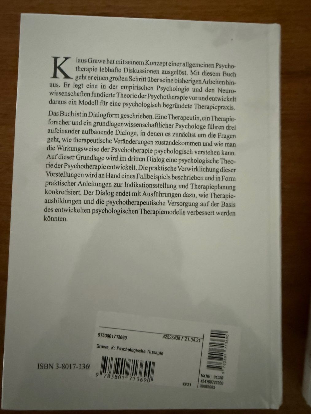 Libri: Psychologische Therapie – Nuovo e nell'imballaggio originale da Wittinsburg venduto da redrose296 1