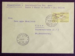 1949: Brief Pro Aero La Chaux-de-Fonds–St.Gallen(-Chur)