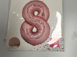 Folienballon Zahl 8, Roségold, 90cm, Neu & Originalverpackt