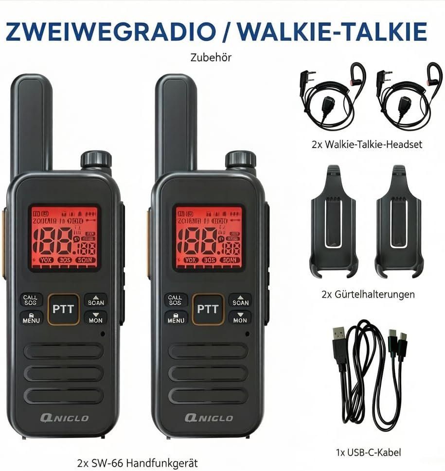 Radiocomunicazione: PMR446 Walkie Talkie 2er Set mit Headset USB-C – Nuovo e nell'imballaggio originale da Suhr venduto da SchnapperCH 6