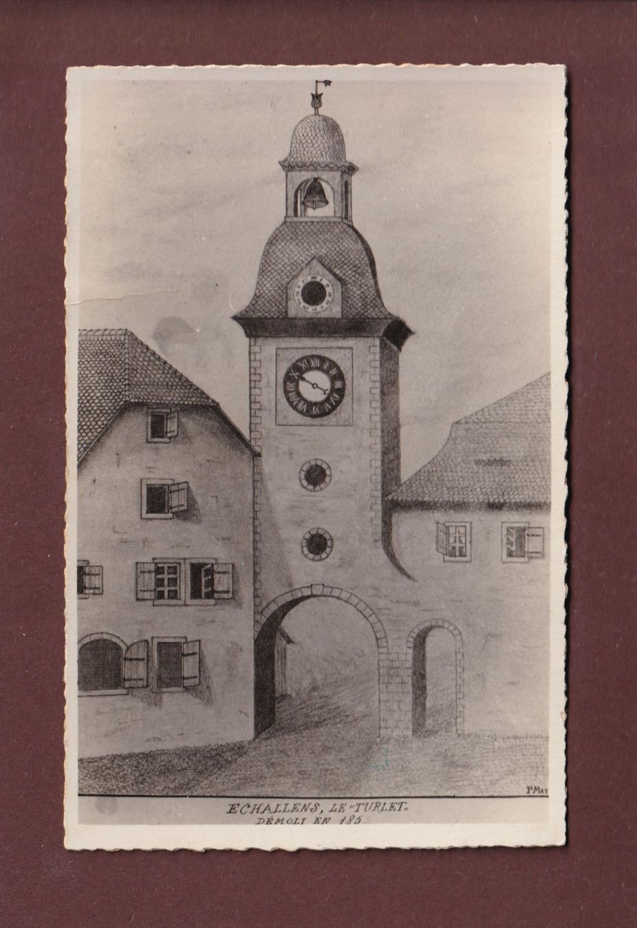 Cartoline postali: ECHALLENS - Le Turlet // pli // – Usato da Pully venduto da nicecards