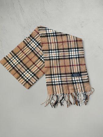Burberry Schal Check Muster beige mit Fransen guter Zustand